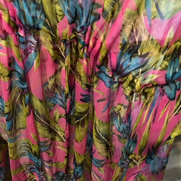 Vibrant Pink and Green Sheer Cover-Up - Picture 3 of 5